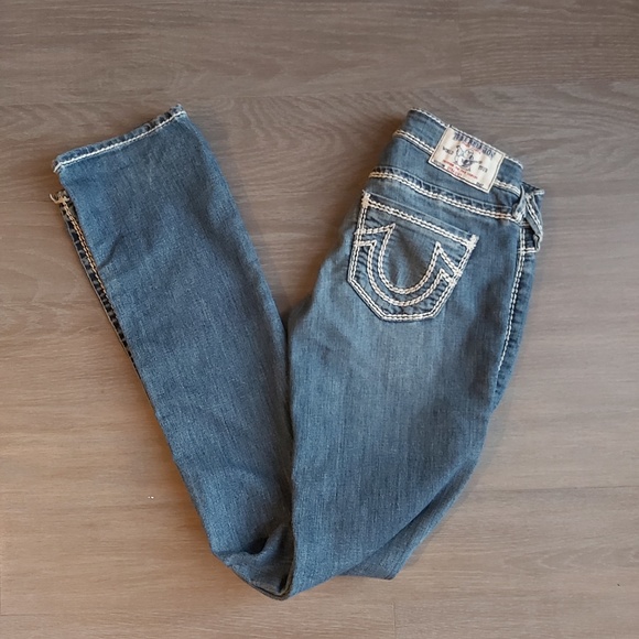 TRUE RELIGION White Stitching Straight Leg Jeans - Picture 8 of 8